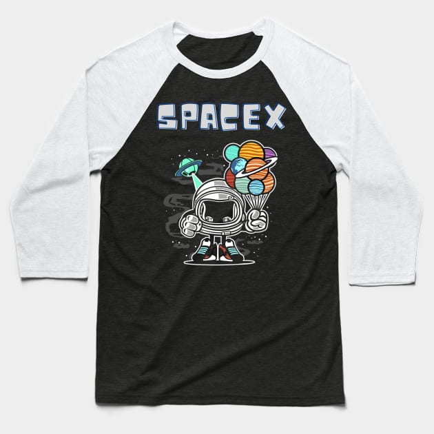 Spacex Kids Rocket Baseball T-Shirt by brishop